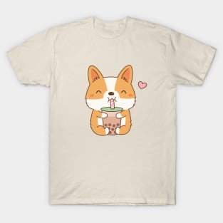 Cute Corgi Loves Bubble Tea T-Shirt